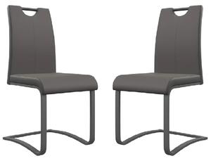 Gerrans Grey Leather Dining Chairs With Grey Legs In Pair