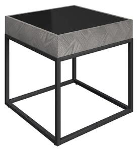 Earlville Black Glass Top Square Side Table In Grey