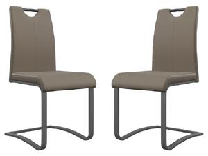 Gerrans Taupe Leather Dining Chairs With Grey Legs In Pair