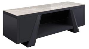 Lanton Wooden TV Stand With 2 Doors In Grey Gloss Ceramic Top