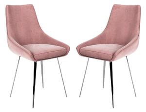 Laceby Pink Fabric Dining Chairs With Chrome Legs In Pair