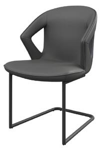 Kahului Leather Dining Chair With Black Legs In Grey