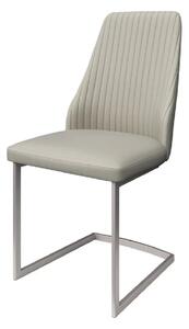 Madrid Leather Dining Chair With Steel Legs In Light Grey