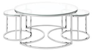 Ohrid Clear Glass Nesting Coffee Tables With Chrome Frame