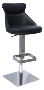 Saida Leather Bar Stool With Chrome Base In Black