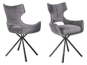 Teresopolis Grey Fabric Dining Chairs With Black Legs In Pair