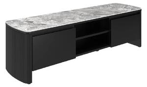 Ramona Wooden TV Stand With 2 Doors In Grey Gloss Ceramic Top