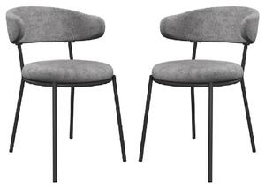 Safford Grey Fabric Dining Chairs With Grey Legs In Pair