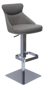 Saida Leather Bar Stool With Chrome Base In Taupe