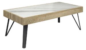 Valtesse Ceramic Rectangular Coffee Table In White And Oak