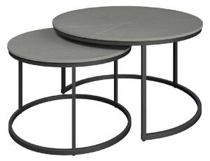 Zillah Ceramic Nesting Coffee Tables In Grey Marble Effect