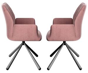 Zekrot Pink Fabric Dining Chairs With Metal Legs In Pair