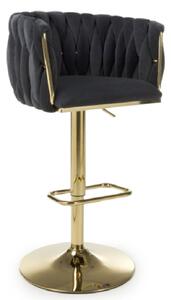 Bangor Velvet Bar Stool With Gold Base In Black