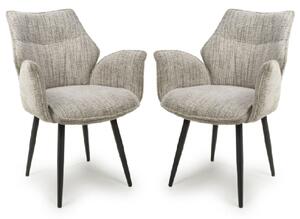 Banff Toffee Fabric Dining Chairs With Black Legs In Pair