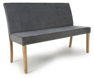 Destin Velvet Backed Dining Bench With Oak Legs In Grey