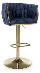 Bangor Fabric Bar Stool With Gold Base In Blue