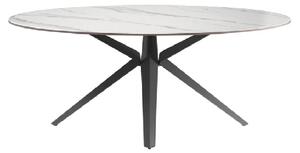 Vashon Ceramic Oval Dining Table With Black Legs In White