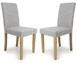 Fargo Light Grey Fabric Dining Chairs With Oak Legs In Pair