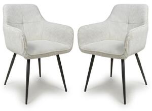 Davidson White Fabric Dining Chairs With Black Legs In Pair