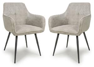 Davidson Mink Fabric Dining Chairs With Black Legs In Pair