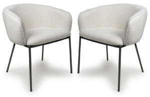 Langley White Fabric Dining Chairs With Black Legs In Pair