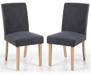 Madrid Dark Grey Fabric Dining Chair With Oak Legs In Pair