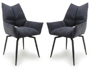 Dania Charcoal Fabric Dining Chairs With Black Legs In Pair