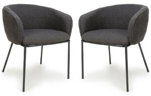 Langley Grey Fabric Dining Chairs With Black Legs In Pair