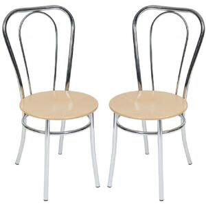 Beaufort Oak Wooden Bistro Chair With Chrome Frame In Pair