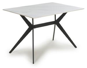 Tarsus Ceramic Dining Table With Metal Legs In White