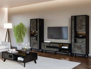 Laax Living Room Set With Coffee Table In Black Oxide And LED