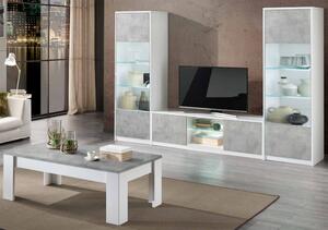 Sion Living Room Set With Coffee Table In White Beton And LED