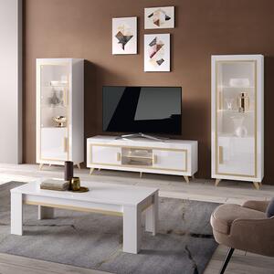 Geneva Living Room Set With Coffee Table In White Gold And LED