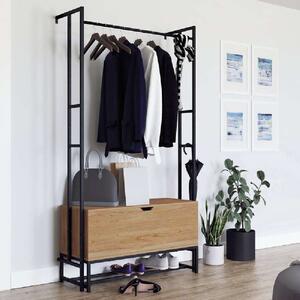 Helotes Wooden Coat Rack With Metal Frame In Serene Walnut