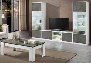 Graz Living Room Set With Coffee Table In White Oxide And LED