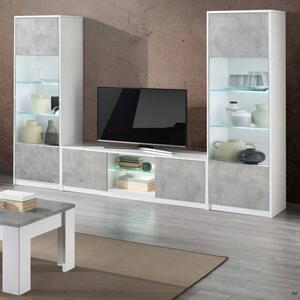 Sion Living Room Set With Display Cabinet In White Beton And LED