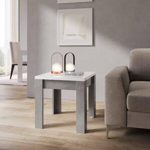 Skokie High Gloss Lamp Table In White And Grey Marble Effect