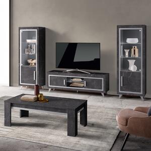 Sarver Living Room Set With Coffee Table In Black And LED