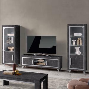 Sarver Living Room Set With Display Cabinet In Black And LED