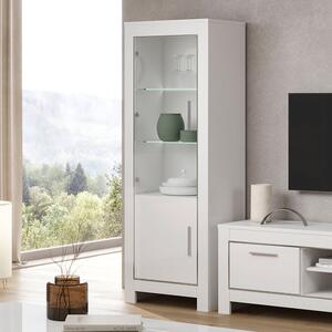 Lorenz Left Hand Gloss Display Cabinet In White And LED