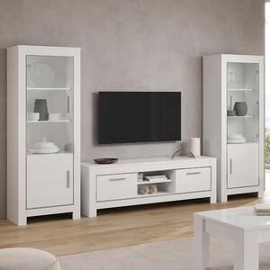 Lorenz Living Room Set With Display Cabinet In White And LED