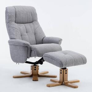 Danville Fabric Recliner Chair With Footstool In Light Grey