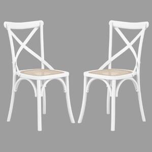 Flint White Wooden Dining Chairs In Pair