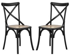 Flint Black Wooden Dining Chairs In Pair