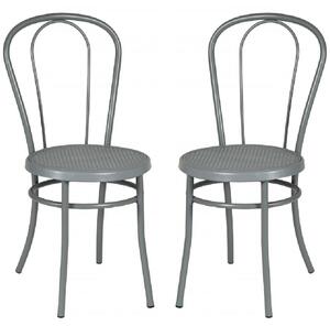 Ukiah Dove Grey Metal Bistro Chair In Pair