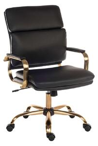 Ventura Leather Home And Office Chair In Black And Brass