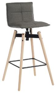 Silvis Fabric Barstool With Light Wooden Legs In Grey