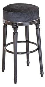 Georgian Bar Stool In Velvet Style Seat With Fluted Legs