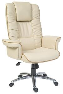 Welch Leather Home And Office Chair With Chrome Base In Cream