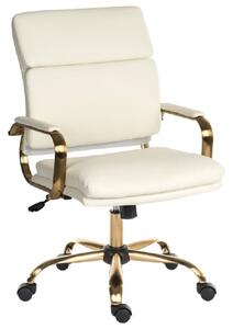 Ventura Leather Home And Office Chair In White And Brass